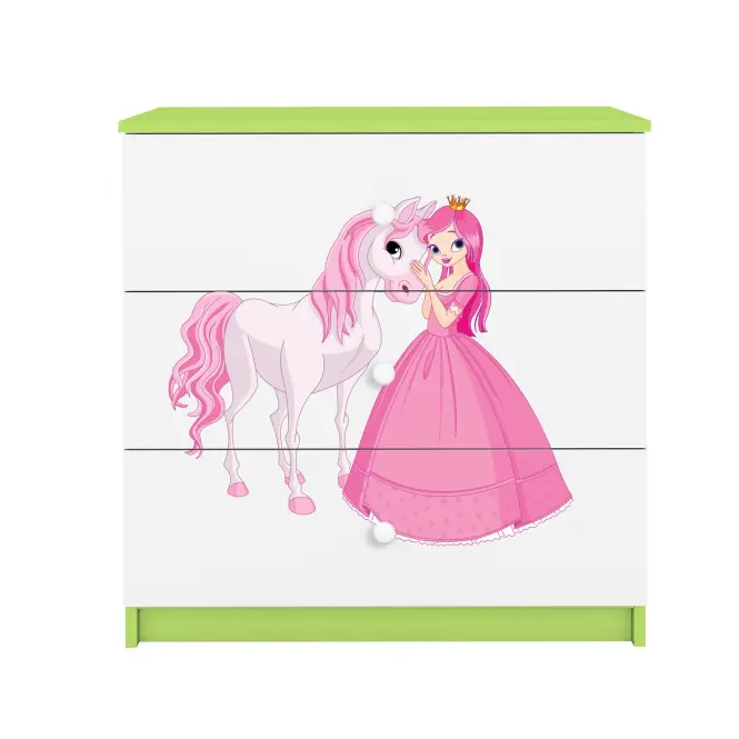 Detská komoda Babydreams zelená – Princezná 2,4