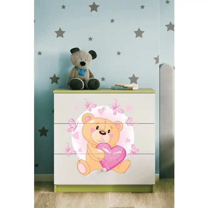 Detská komoda  Babydreams zelená – Medveď s motýľmi,5