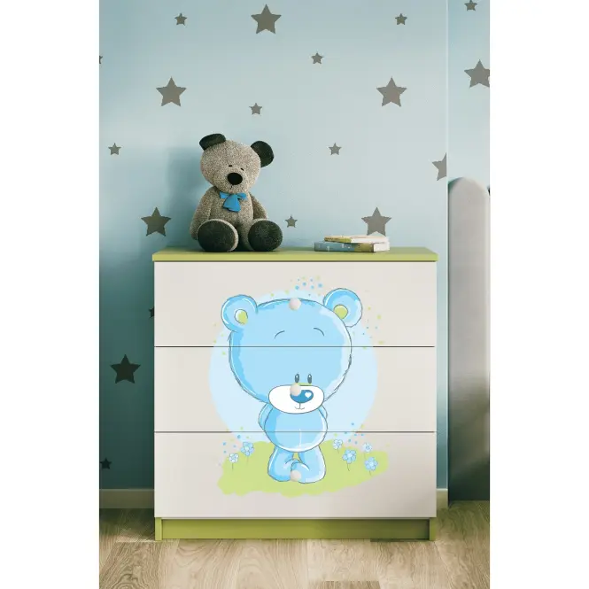 Detská komoda Babydreams Zelená – Medveď modrý,5