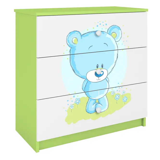 Detská komoda Babydreams Zelená – Medveď modrý