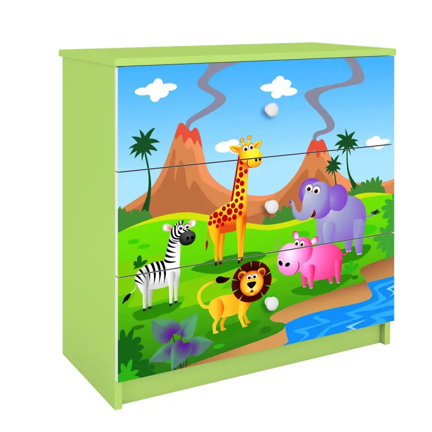 Detská komoda Babydreams zelená – Safari