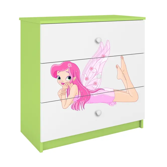 Detská komoda Babydreams zelená – Víla 2
