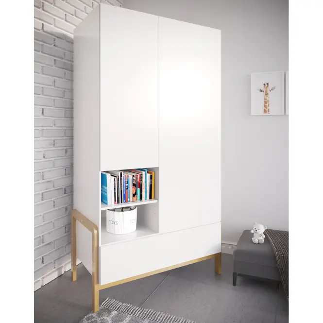 Skriňa Victor 100 cm – biela, dvojdverová, zásuvky,3