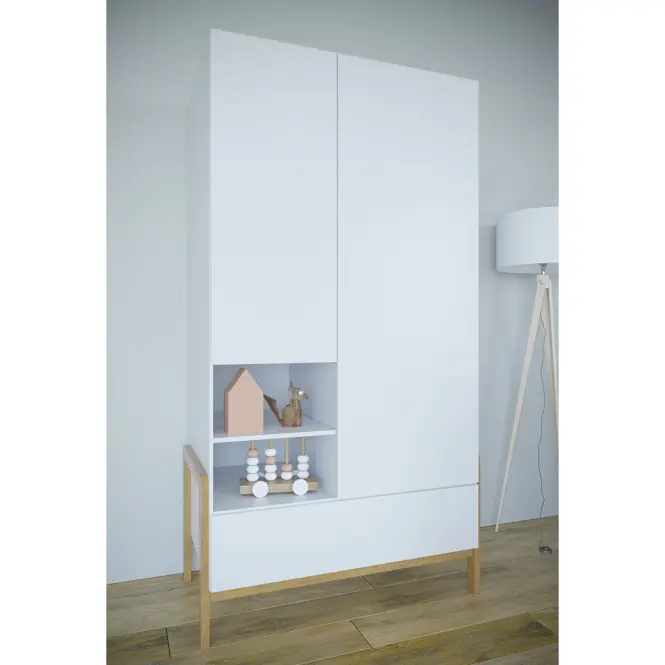 Skriňa Victor 100 cm – biela, dvojdverová, zásuvky,5