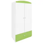 Skriňa Babydreams 90 cm – biela/zelená, dvojdverová, zásuvka