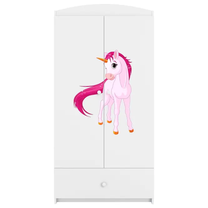 Skriňa Babydreams Jednorožec 90 cm – biela, dvojdverová, zásuvka,5