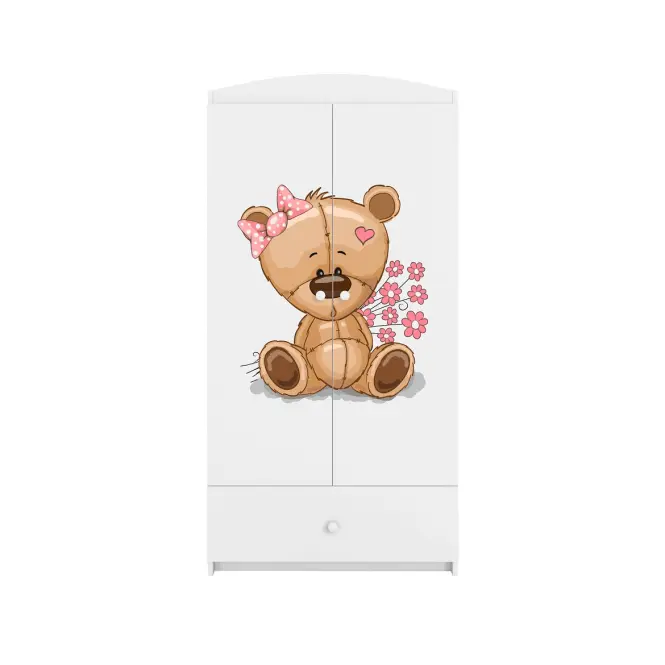 Skriňa Babydreams Medvedík s kvetmi 90 cm – biela, dvojdverová, zásuvka,4