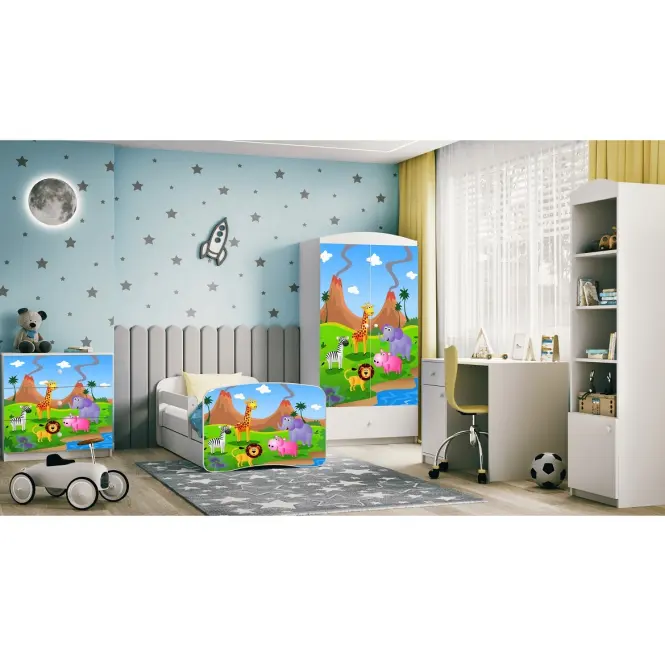 Skriňa Babydreams Safari 90 cm – biela, dvojdverová, zásuvka,8