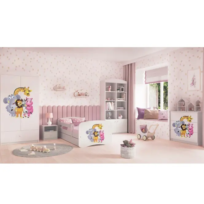 Skriňa Babydreams Zoo 90 cm – biela, dvojdverová, zásuvka,8