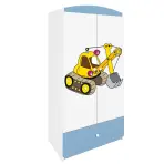 Skriňa Babydreams Bager 90 cm – biela/modrá, dvojdverová, zásuvka