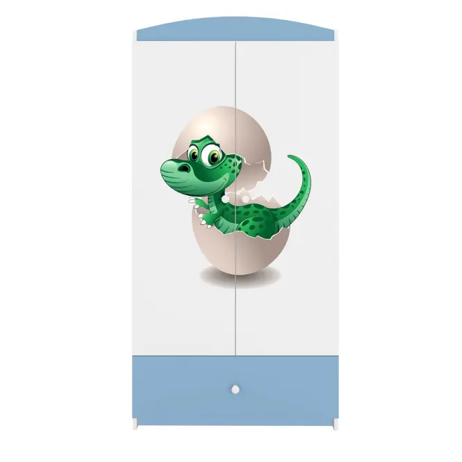 Skriňa Babydreams Dino 90 cm – biela/modrá, dvojdverová, zásuvka,5