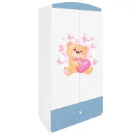 Skriňa Babydreams Medvedík s motýľmi 90 cm – biela/modrá, dvojdverová, zásuvka
