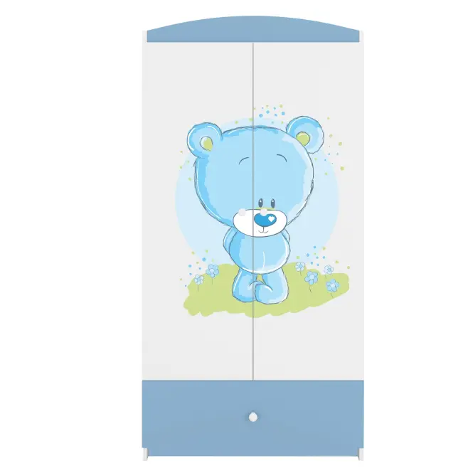 Skriňa Babydreams Medvedík modrá 90 cm – biela/modrá, dvojdverová, zásuvka,5