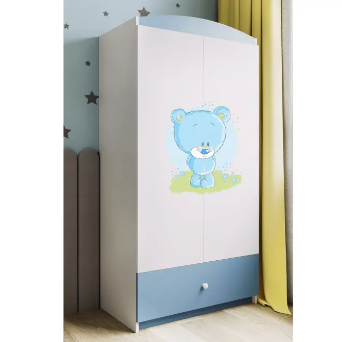 Skriňa Babydreams Medvedík modrá 90 cm – biela/modrá, dvojdverová, zásuvka,6