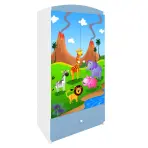 Skriňa Babydreams Safari 90 cm – biela/modrá, dvojdverová, zásuvka