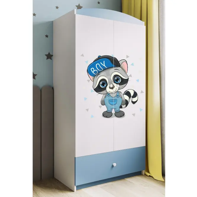 Skriňa Babydreams Medvedík čistotný 90 cm – biela/modrá, dvojdverová, zásuvka,6