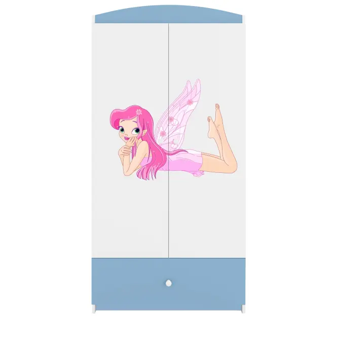 Skriňa Babydreams Víla 2 90 cm – biela/modrá, dvojdverová, zásuvka,5