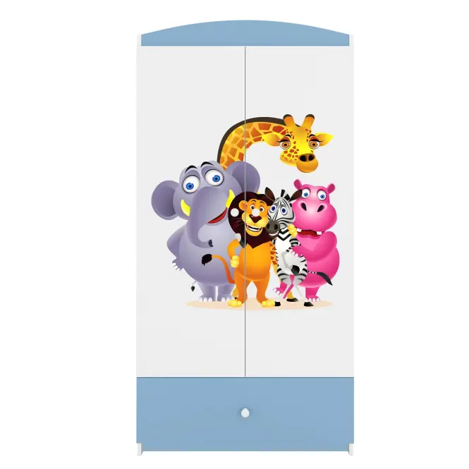 Skriňa Babydreams Zoo 90 cm – biela/modrá, dvojdverová, zásuvka,5