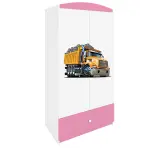 Skriňa Babydreams Nákladné auto 90 cm – biela/ružová, dvojdverová, zásuvka