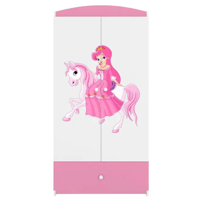 Skriňa Babydreams Princezná 1 90 cm – biela/ružová, dvojdverová, zásuvka,4