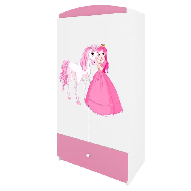 Skriňa Babydreams Princezná 2 90 cm – biela/ružová, dvojdverová, zásuvka,5