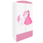 Skriňa Babydreams Princezná 2 90 cm – biela/ružová, dvojdverová, zásuvka