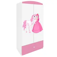 Skriňa Babydreams Princezná 2 90 cm – biela/ružová, dvojdverová, zásuvka