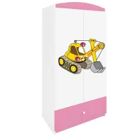 Skriňa Babydreams Bager 90 cm – biela/ružová, dvojdverová, zásuvka