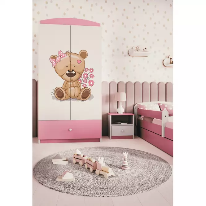 Skriňa Babydreams ružová – Medveď s kvetmi,6