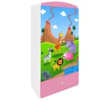 Skriňa Babydreams Safari 90 cm – biela/ružová, dvojdverová, zásuvka