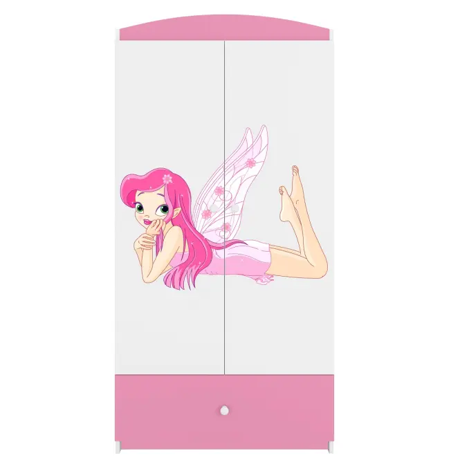 Skriňa Babydreams Víla 2 90 cm – biela/ružová, dvojdverová, zásuvka,5
