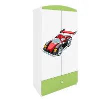 Skriňa Babydreams Auto 90 cm – biela/zelená, dvojdverová, zásuvka