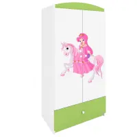 Skriňa Babydreams Princezná 1 90 cm – biela/zelená, dvojdverová, zásuvka