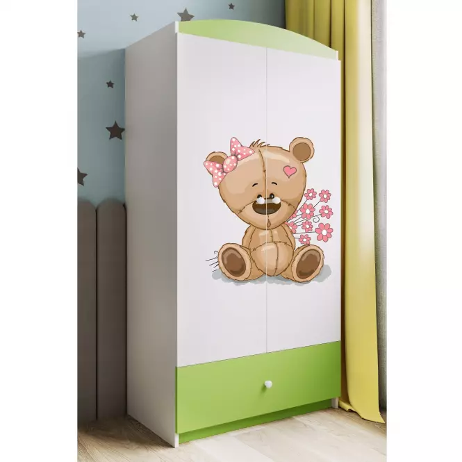 Skriňa Babydreams zelená – Medveď s kvetmi,6