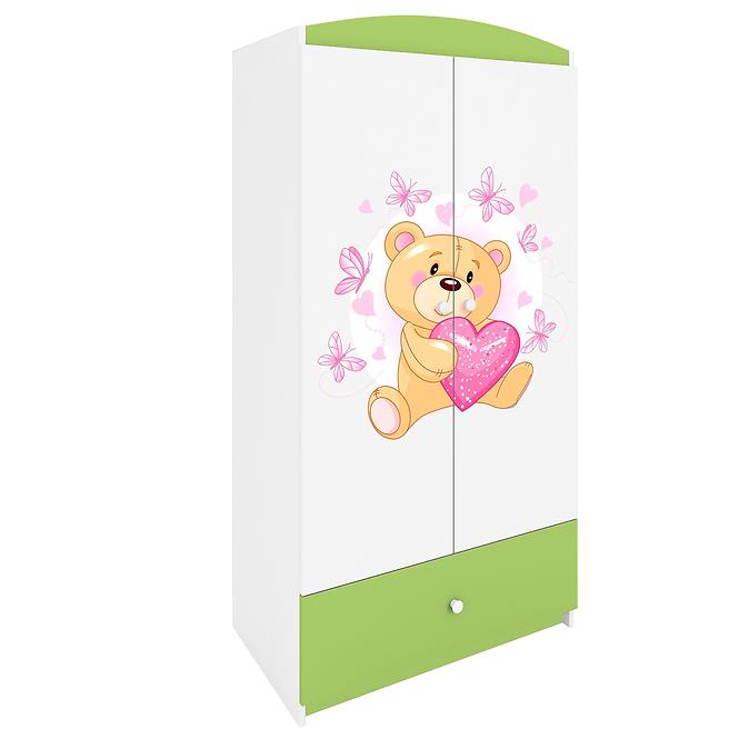 Skriňa Babydreams zelená – Medveď s motýľmi