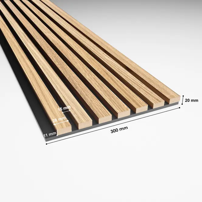 Akustické lamely na plsti natural dub fornir 300x2650 mm,2