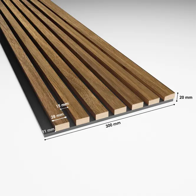 Akustické lamely na plsti dub dark fornir 300x2650 mm,2