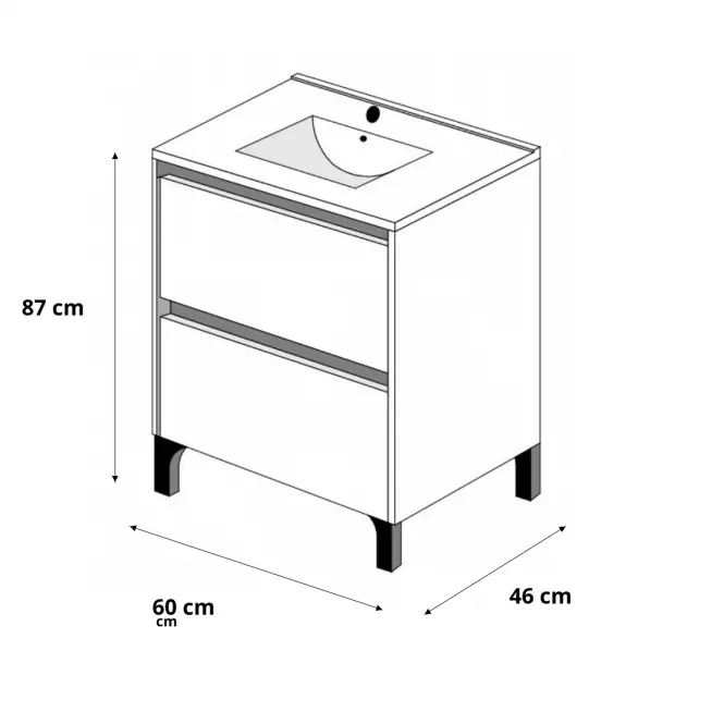 Kúpeľňová zostava Lisbona D60 2S nohy Rovere Bianco,3