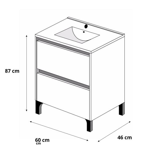 Kúpeľňová zostava Lisbona D60 2S nohy Rovere Bianco,3