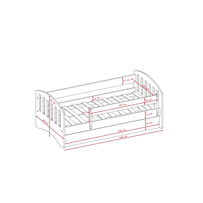 Detská posteľ Classic 1+M ružový 80x140