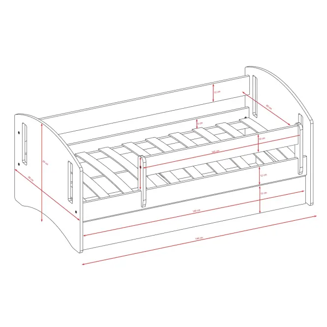 Detská posteľ Classic 2+M biela 80x140