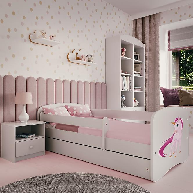 Detská Posteľ. Babydreams+Sz+M Biely 70x140 Jednorožec