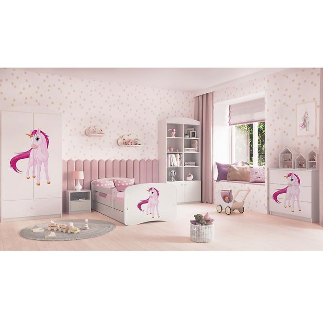 Detská Posteľ. Babydreams+Sz+M Biely 70x140 Jednorožec
