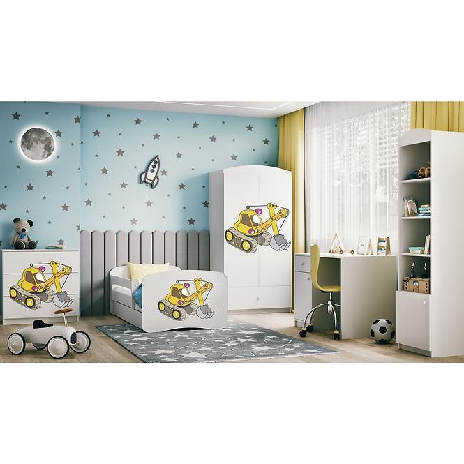 Detská Posteľ. Babydreams+Sz+M Biely 70x140 Rýpadlo,6