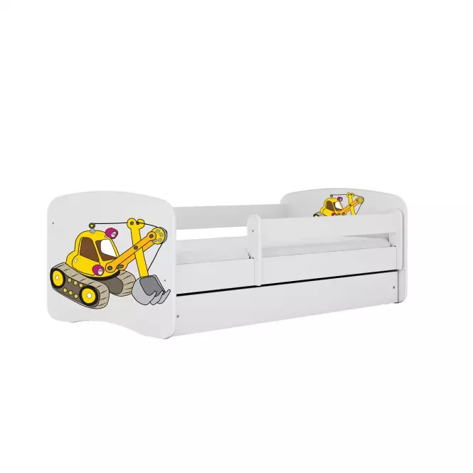 Detská Posteľ. Babydreams+Sz+M Biely 70x140 Rýpadlo