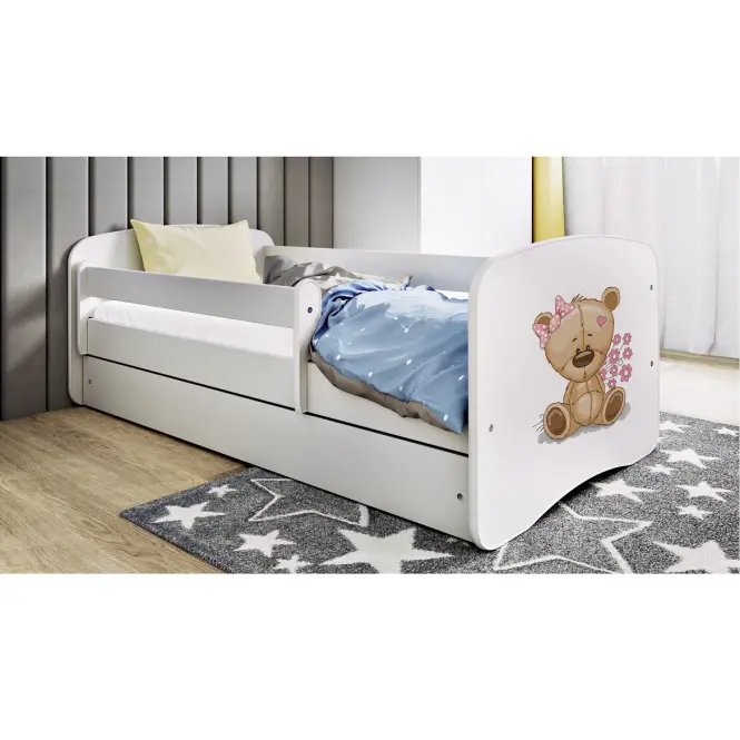 Detská posteľ Babydreams+Sz+M Biela 70x140 Medveď s kvetmi,3