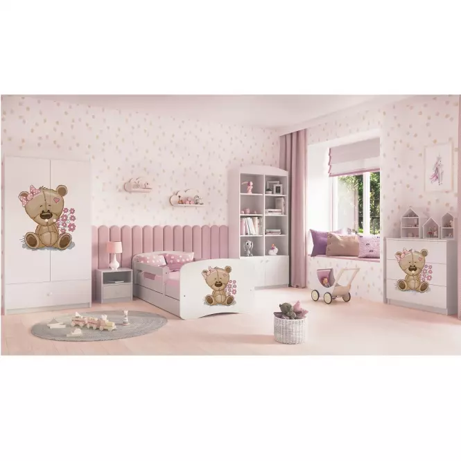 Detská Posteľ. Babydreams+Sz+M Biely 70x140 Medveď Kvet