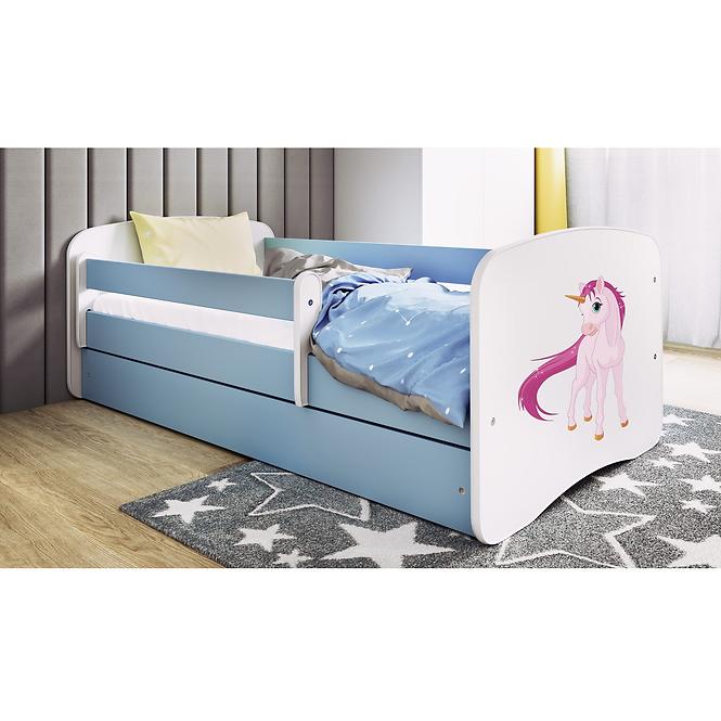Detská Posteľ. Babydreams+Sz+M Modrá 70x140 Jednorožec