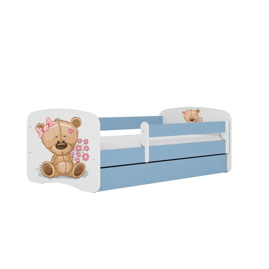Detská posteľ Babydreams+Sz+M Modrá 70x140 Medveď s kvetmi