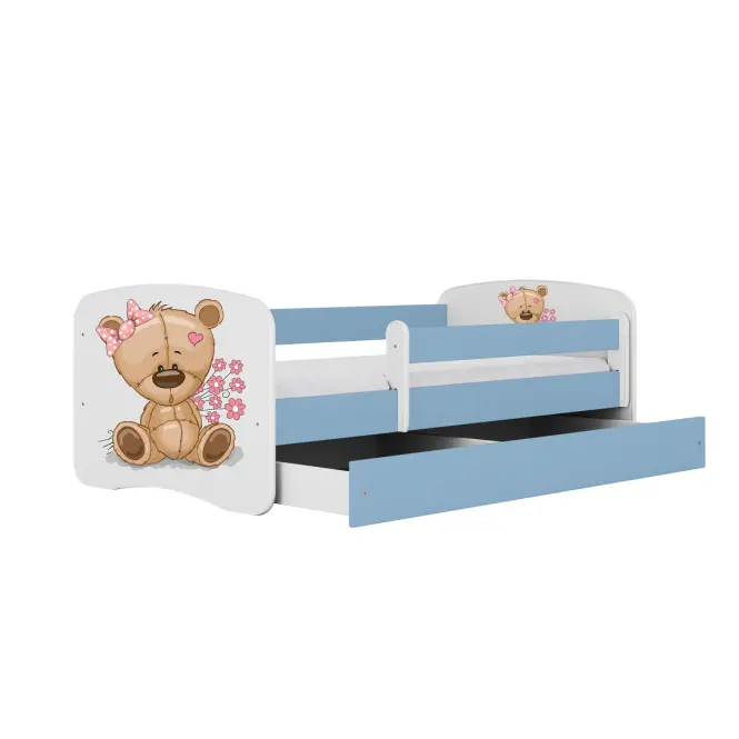Detská posteľ Babydreams+Sz+M Modrá 70x140 Medveď s kvetmi,3
